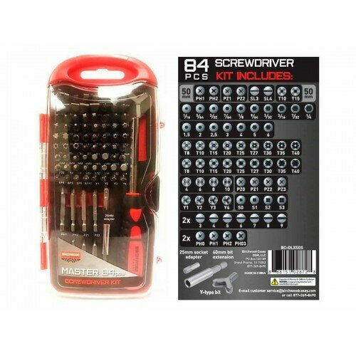 Набор бит с отвёрткой Birchwood Casey Master Screwdriver Kit , 84 шт. BC-DLXSDS Birchwood BC-DLXSDS torx screwdriver bit kit s2 alloy steel magnetic screwdriver bit set t10 t15 t20 t25 t27 t30 200mm for electric screwdriver