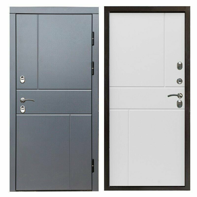 фото Дверь входная металлическая с терморазрывом Вертикаль grey Горизонт белый Paputin's Doors 860 х 2050 мм Правая