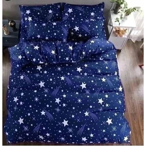 Комплект Постельного белья 2-х спальное Звездочки Полоски / Двуспальное / простыня 180x220 / пододеяльник 180x220 / Наволочки 70x70-2