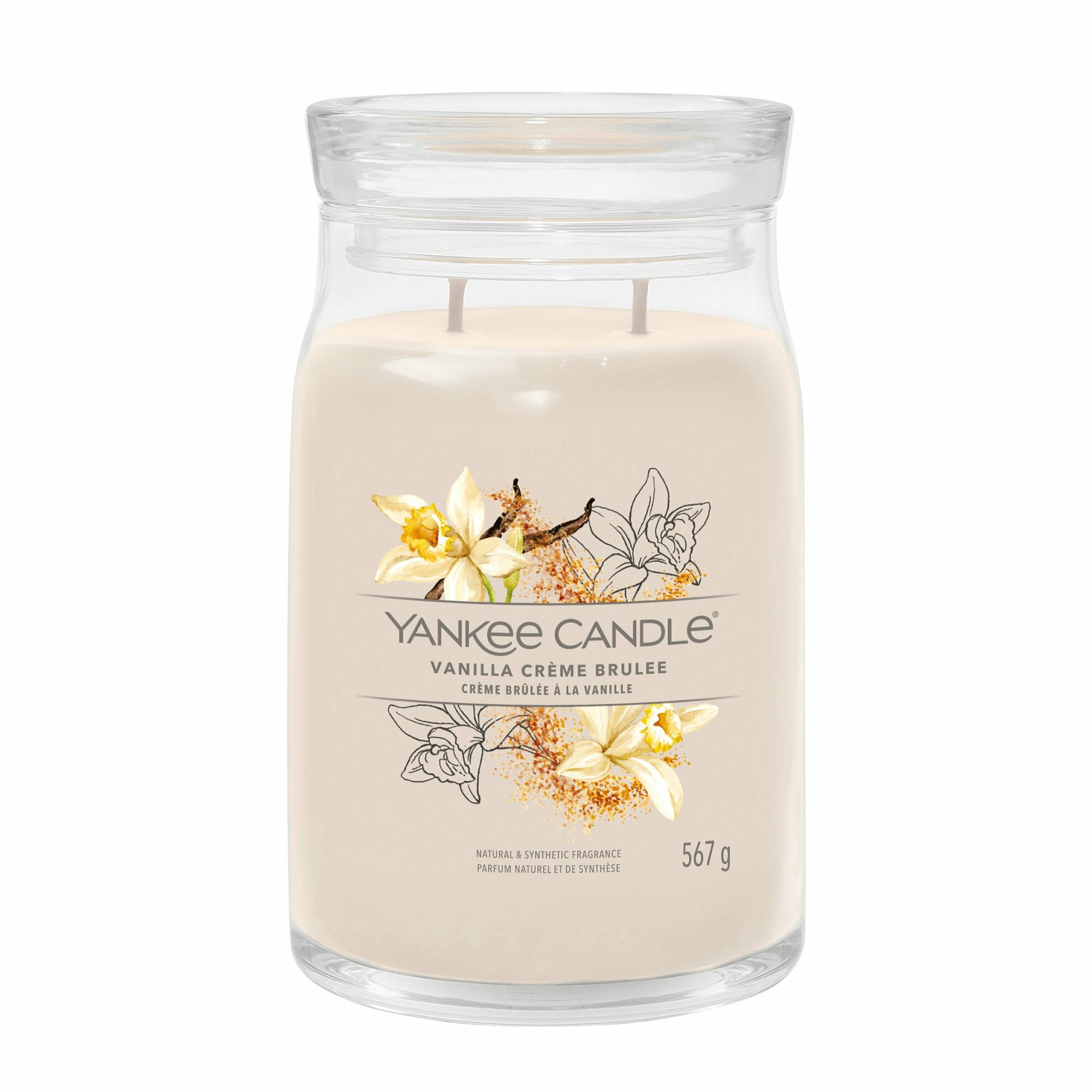 Свеча большая в стеклянной банке Ванильный крем брюле Vanilla creme brulée 567 гр / 60-90 часов
