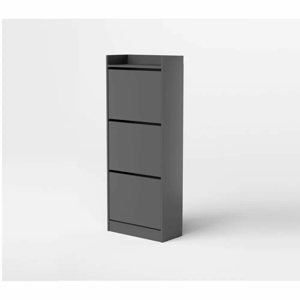 фото Обувница "Охта" 600.3 Графит, ЛДСП с ящиками для прихожей, коридора , дома , дачи 1200х1509х279 петровская