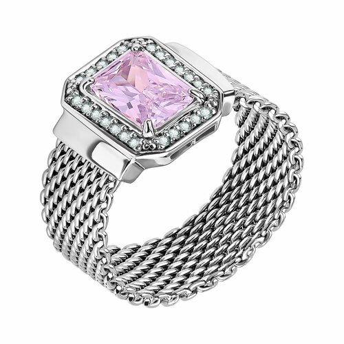 фото Кольцо diamant online, серебро, 925 проба, фианит, размер 17, розовый