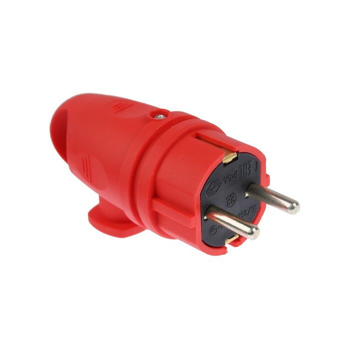 фото Вилка переносная угловая с кольцом В 16-002, 16 А, 250 В, IP44, с з/к, каучук, красная 4652068