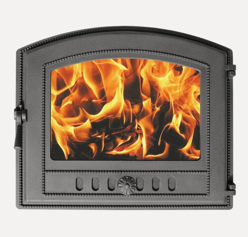 Изображение товара Дверца каминная Везувий 224 со стеклом чугунная топочная (Антрацит)