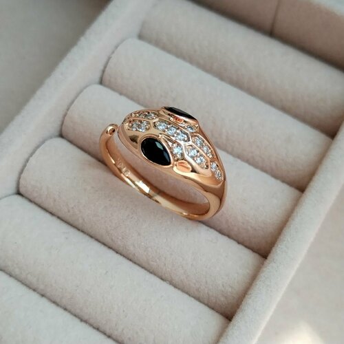 фото Кольцо, искусственный камень, циркон, размер 16, золотой нет бренда