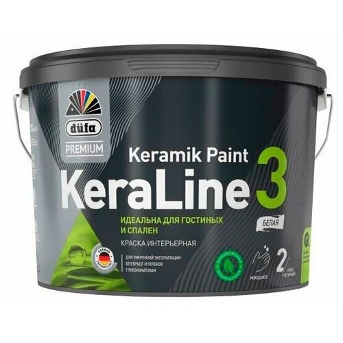 Краска для стен и потолков Dufa Premium KeraLine Keramik Paint 3 глубокоматовая прозрачная база 3 9 л
