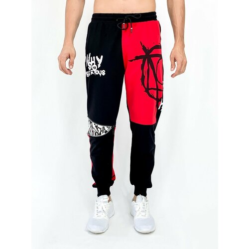 Брюки спортивные джоггеры 7-GONGZI, размер L, черный, красный брюки mrgb мужские в китайском стиле хлопково льняные штаны султанки уличная одежда повседневные джоггеры в стиле харадзюку с эластичным п