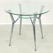 Стеклянный обеденный стол Квадро 18-4 прозрачный/хром D80