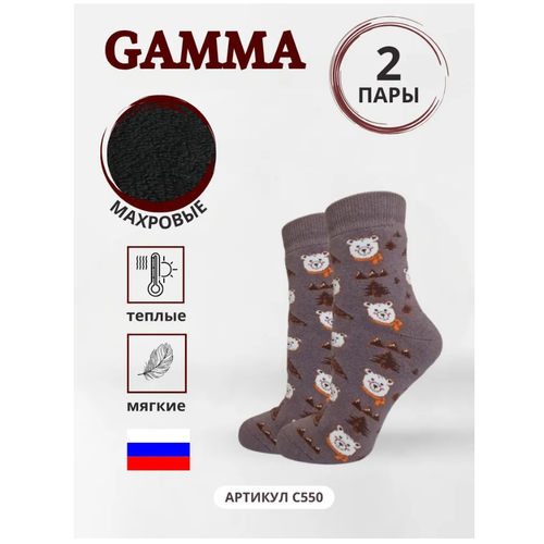 фото Носки гамма, 2 пары, размер 23-25(36-40), коричневый