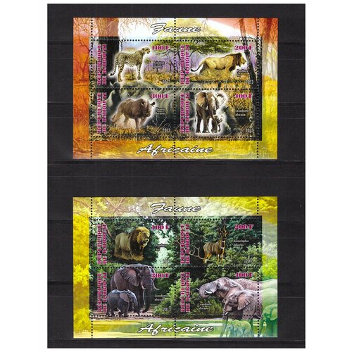 Почтовые марки Джибути 2013 г. Фауна Африки. 2 малых листа. MNH(**)