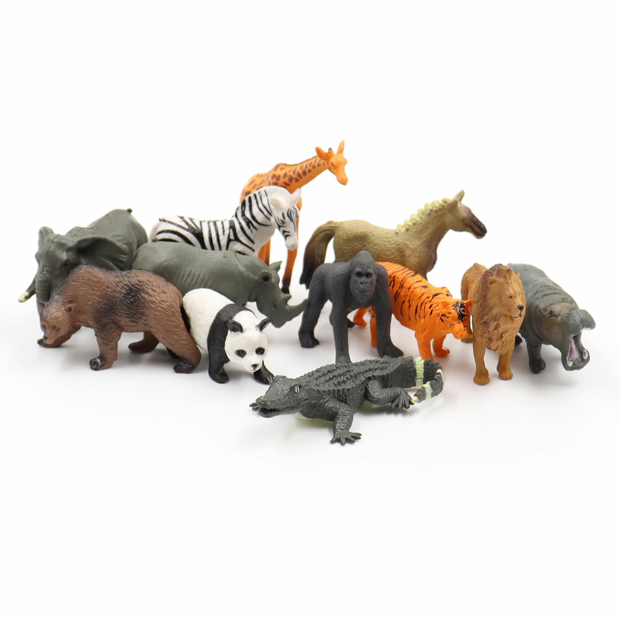Фигурки диких животных, детский игровой набор Zateyo мини Сафари, игрушка для детей коллекционная, декоративная, 12 шт.