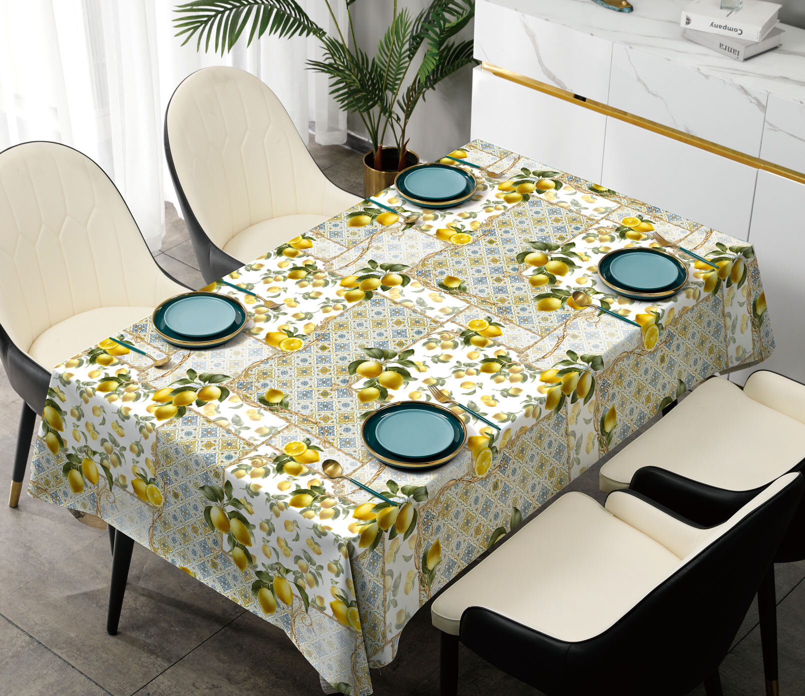фото Скатерть-Клеенка "Лимоновый Сад", 137x110см, ткань с покрытием ПВХ