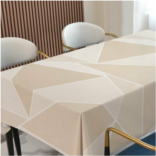 Скатерть-клеенка кухонная ткань с ПВХ покрытием 140х110 см принт - Бежевая геометрия 499₽