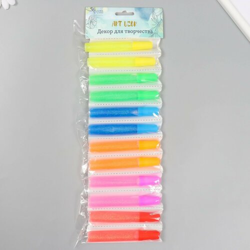 Глиттер клеевой набор 12 шт пастель с блёстками в тюбике 10 грамм 600₽