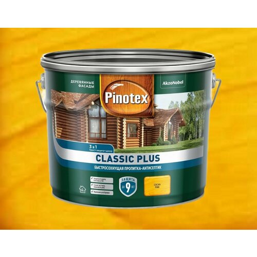 Pinotex Classic plus 3в1 пропитка-антисептик, 9л, , сосна пропитка для древесины pinotex classic полуматовая 9л сосна