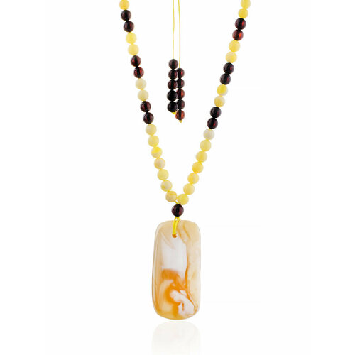 фото Колье, янтарь, длина 60 см, белый amberhandmade