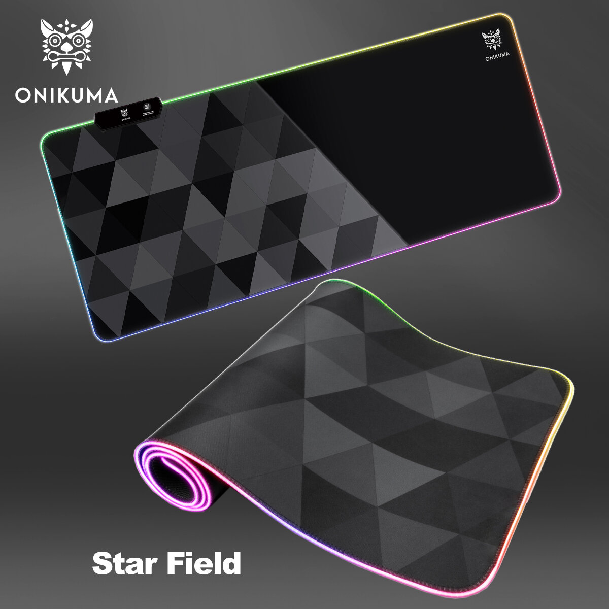 Коврик для мыши и клавиатуры Onikuma MP006 Star Field черный с RGB подсветкой