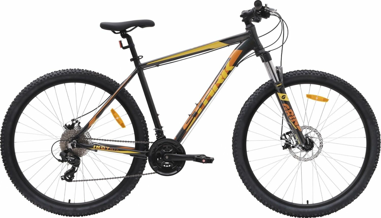 Велосипед Stark Indy 29.2 D (2024) (Велосипед Stark'24 Indy 29.2 D темный мультицвет/оранжевый, желтый 20", HQ-0014120)