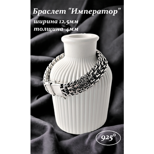 фото Браслет-цепочка леона браслет серебряный "император", серебро, 925 проба, чернение, оксидирование, длина 23 см.