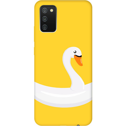 Силиконовый чехол на Samsung Galaxy A02s, Самсунг А02с Silky Touch Premium с принтом Swan Swim Ring желтый силиконовый чехол на samsung galaxy a02 самсунг а02 silky touch premium с принтом swan swim ring голубой