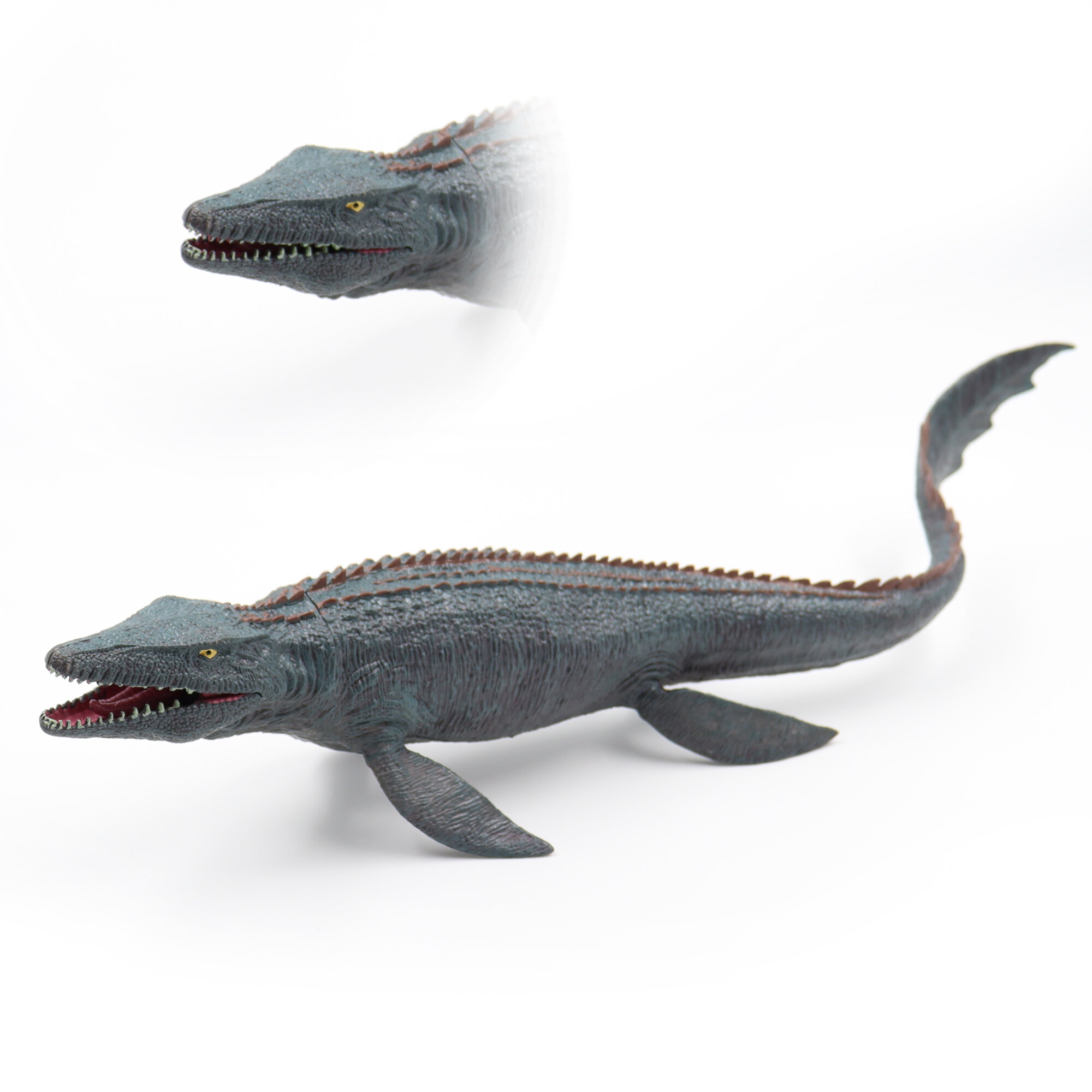 Фигурка животного Zateyo Морской Динозавр Мозазавр, серый, игрушка для детей коллекционная, декоративная 33х13х5 см