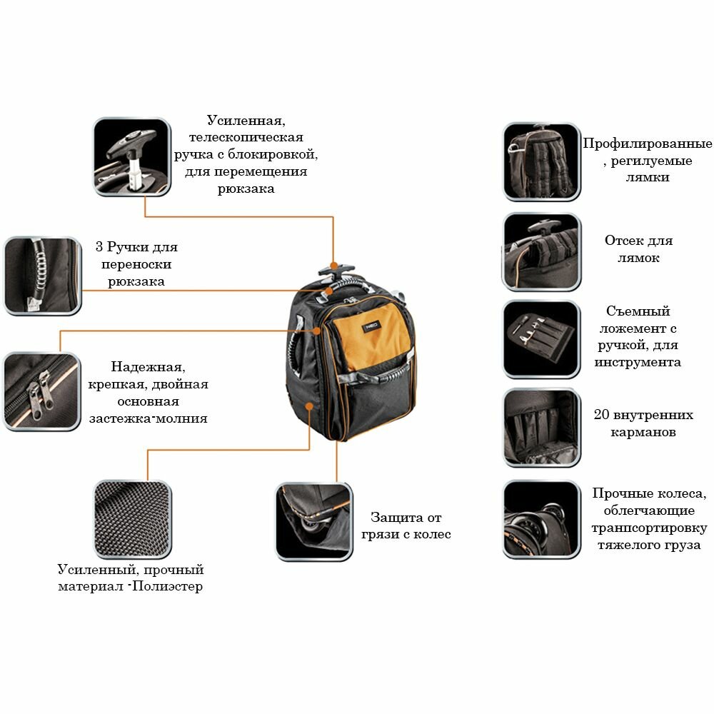 Рюкзак на колесах NEO с телескопической ручкой