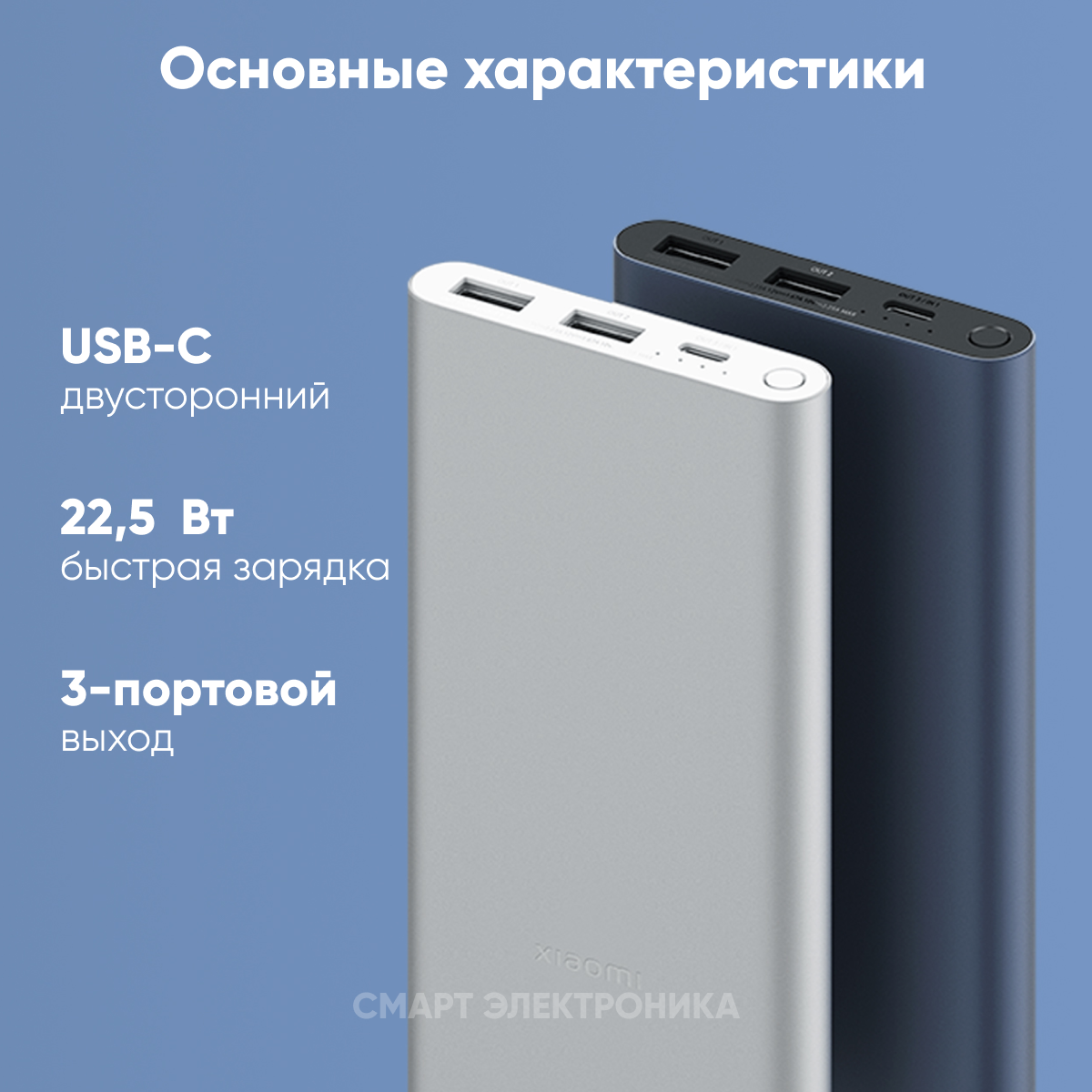 Мобильный аккумулятор XIAOMI Mi 22.5W Power Bank синий (bhr5884gl) - фото №3