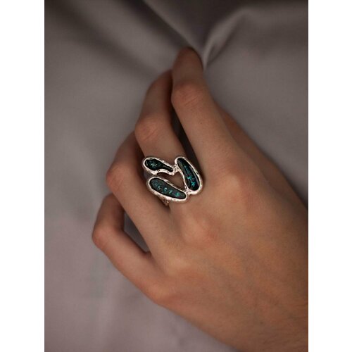 Кольцо, эмаль, голубой, серебряный чудесное кольцо