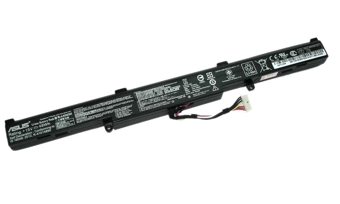 Аккумулятор для Asus (A41N1501) ROG GL752VW, N552V, N752V, N552VX, N552VW, 48Wh, 15V, черный