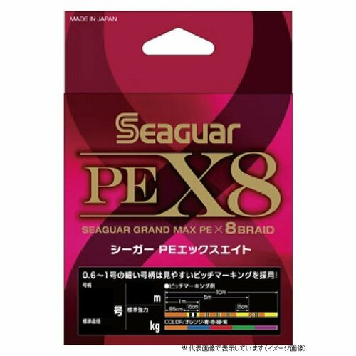 фото Kureha, шнур pe 8 seaguar x8 grandmax pe, 200м, цветной, 3.0, 0.285мм, 48lb