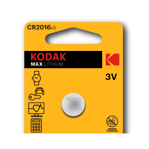 Батарейка 3V CR-2016 дисковая Kodak MAX литиевая