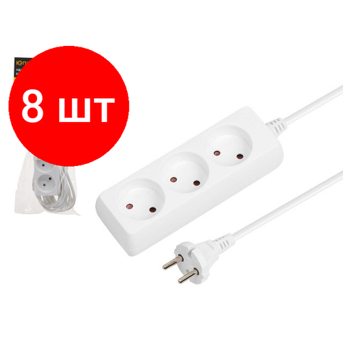 Комплект 8 штук, Удлинитель 5м (3 роз, 2.2кВт, б/з, ПВС 2х0.75) Юпитер (JP8101-24) (юпитер)