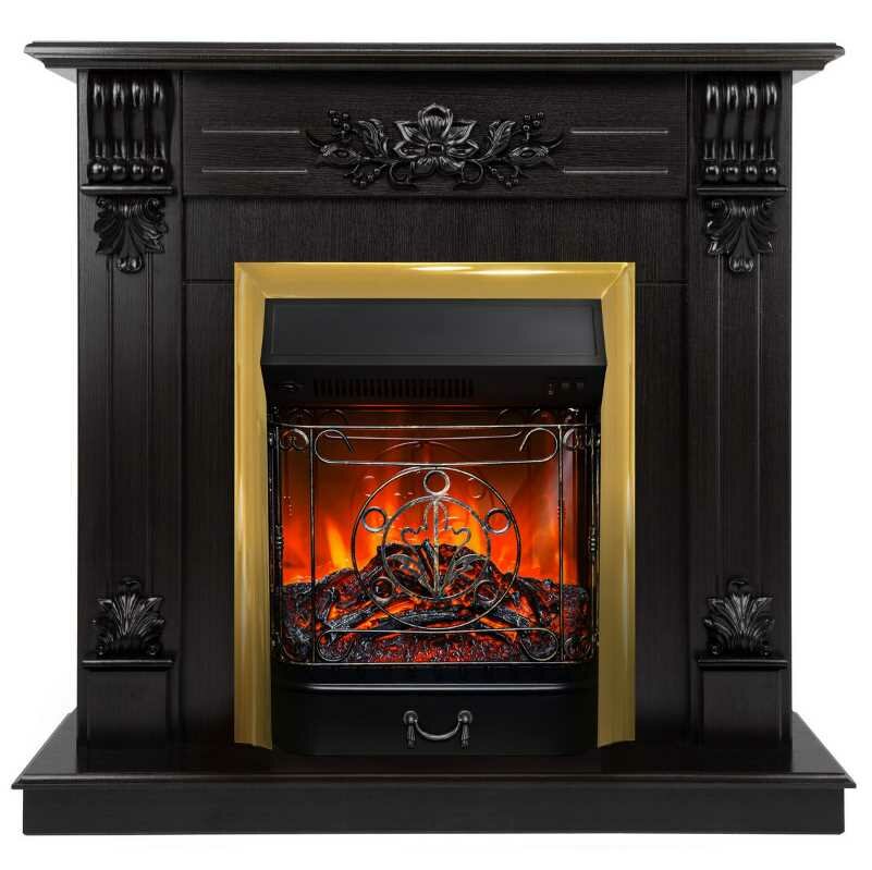Камин RealFlame Majestic Lux с эффектом живого огня мощность 1.5кВт с очагом Majestic Lux Brass