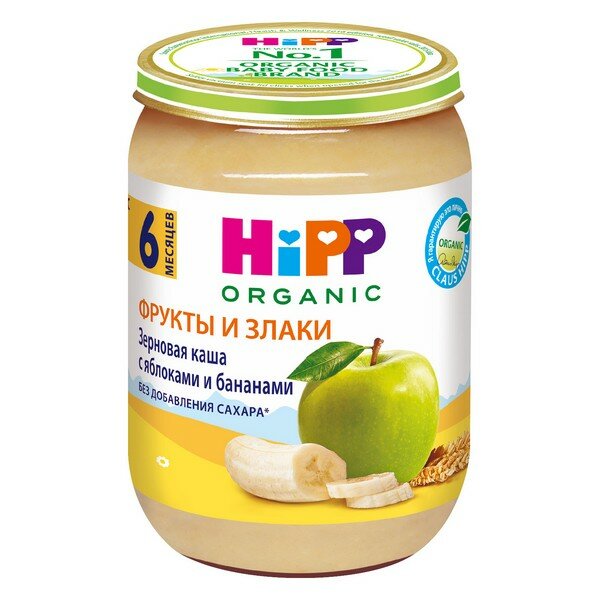 Пюре-каша Hipp зерновая с яблоками и бананами без сахара, готовая 190 г - фото №10