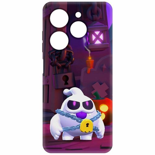 Чехол-накладка Krutoff Soft Case Brawl Stars - Призрак Скуик для TECNO Spark 20 черный чехол накладка krutoff soft case brawl stars призрак скуик для tecno spark 10 черный