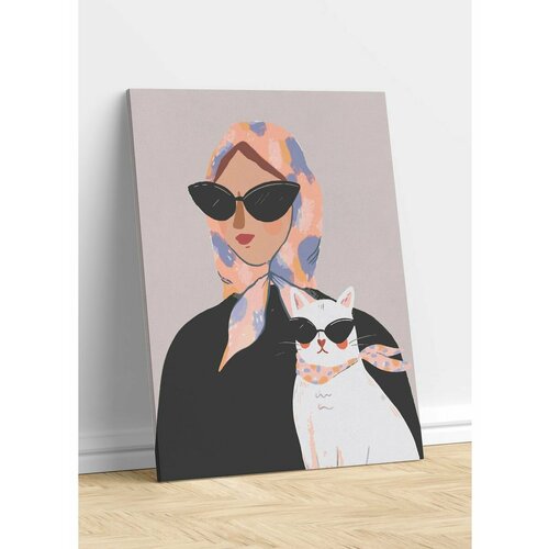 Девушка с кошкой картина по номерам котёнок в шапке холст на подрамнике 40х50 см набор для творчества рисование 40х50 см живопись тт с кошкой