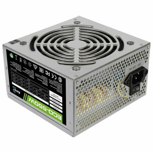 Aerocool 550W Retail ECO-550W ATX v23 Haswell fan 12cm 400mm cable power cord 204P 12V 44P 1x PCI-E 62P 4x SATA 3x PATA 1x F 420300₽