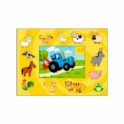 Рамка-вкладыш BochArt Синий трактор и животные BT1014 деревянные игрушки bochart синий трактор и животные