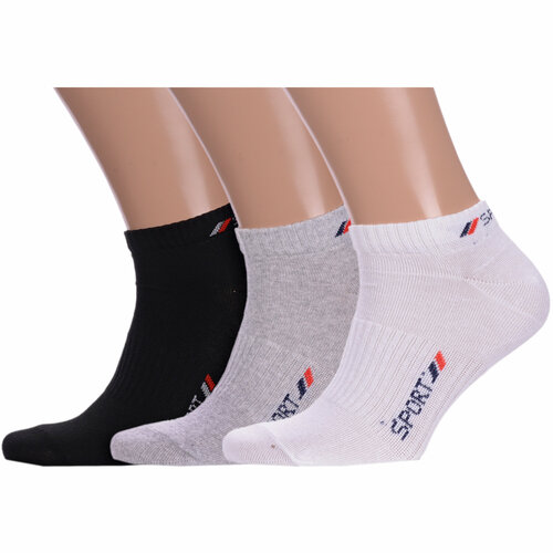 фото Носки grand line, 3 пары, размер 25, черный, серый, белый