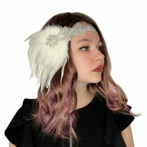 фото Повязка с пером и стразами, для вечеринки в стиле 20-х годов, казино, великий гэтсби и чикаго wonder side realities