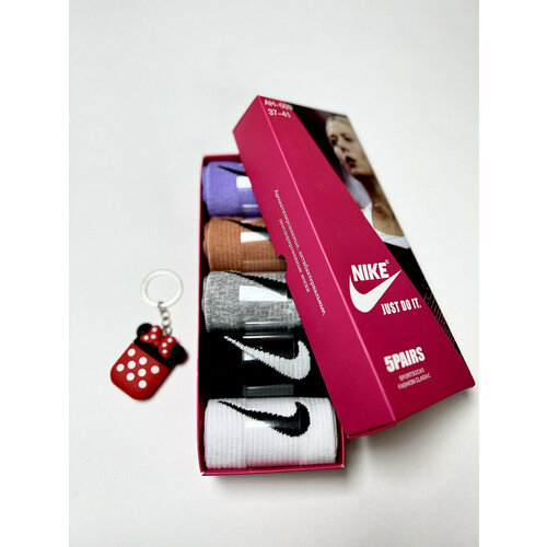 фото Носки , 5 пар, размер 37-41, черный, коричневый, белый, серый, фиолетовый без бренда