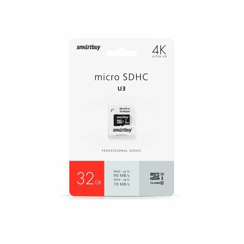 sd карта smartbuy professional sb128gbsdu3 01 Карта памяти MICRO SDHC 32GB CLASS10 PRO с адаптером SD