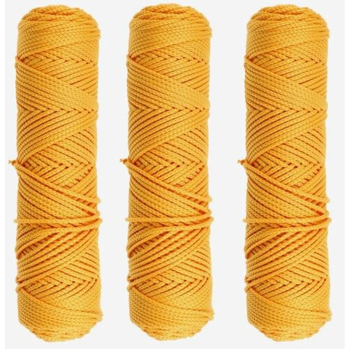 Osttex Шнур для вязания б/серд 100% полиэфир, ширина 3мм 100м/210гр, (16 желтый) 3шт