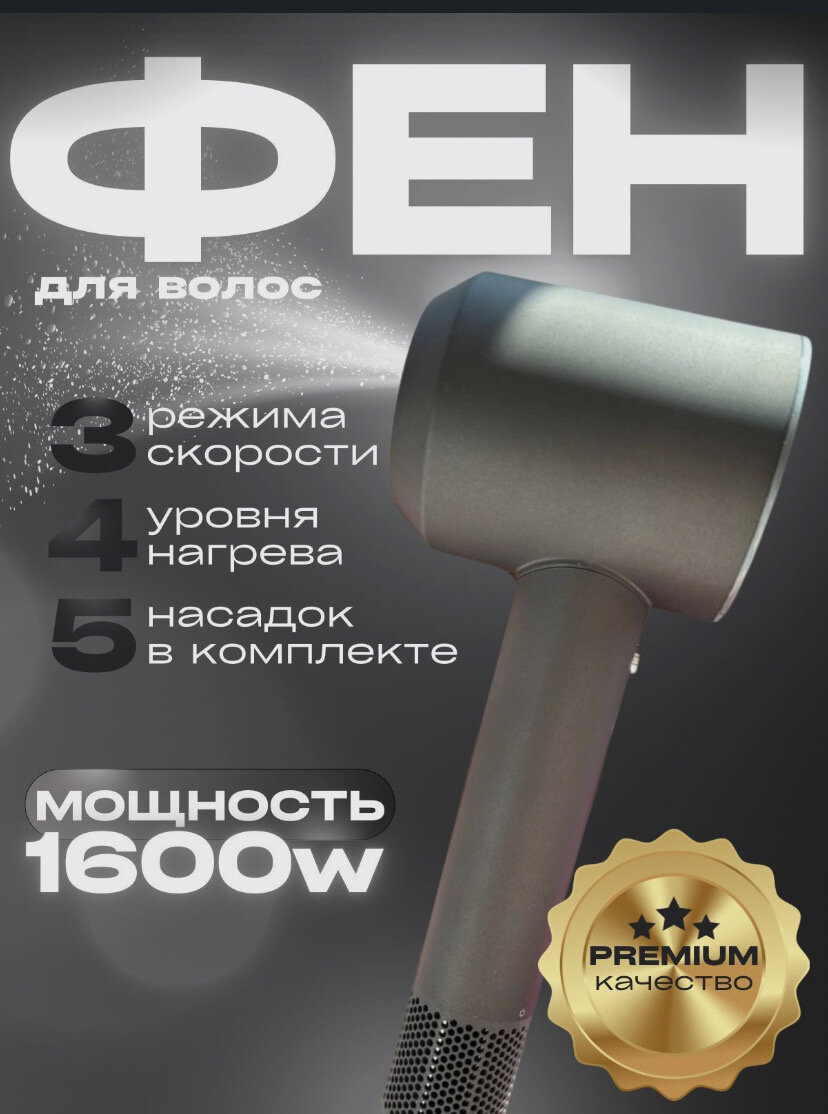 Фен Hair Dryer HD15 RU, серый