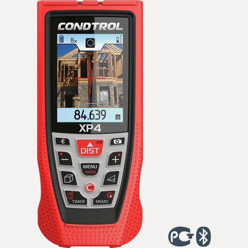 Изображение товара Лазерный дальномер-рулетка Condtrol XP4 1-4-085 с большими цифрами, Bluetooth, ударопрочный корпус, функция Пифагора