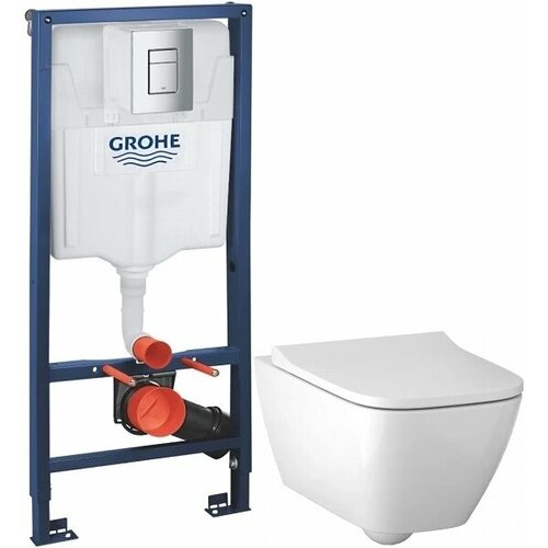 Комплект подвесной унитаз Geberit Smyle Square 500.683.01.1 + система инсталляции Grohe 38772001 комплект подвесной унитаз geberit smyle square 500 683 01 1 система инсталляции geberit 111 300 00 5