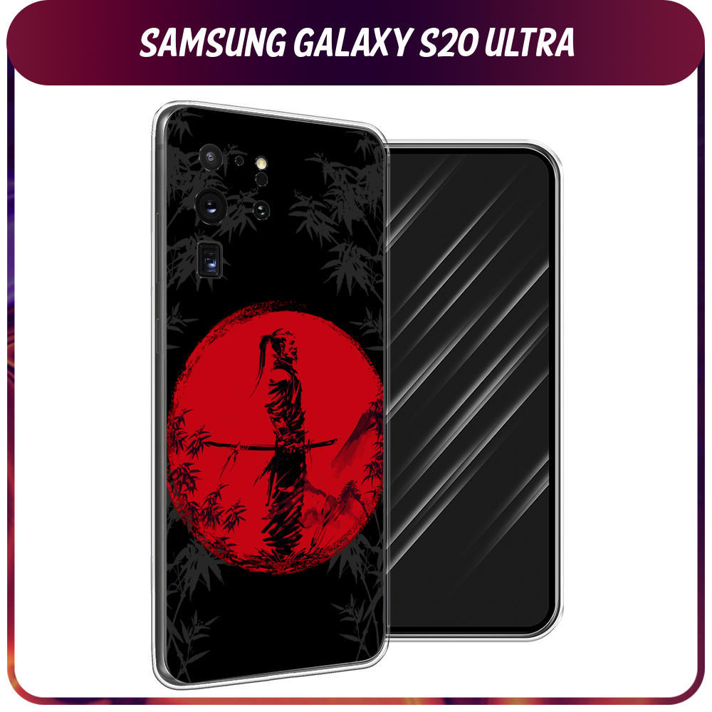 Силиконовый чехол на Samsung Galaxy S20 Ultra / Самсунг Галакси S20 Ultra "Самурай на красном фоне"