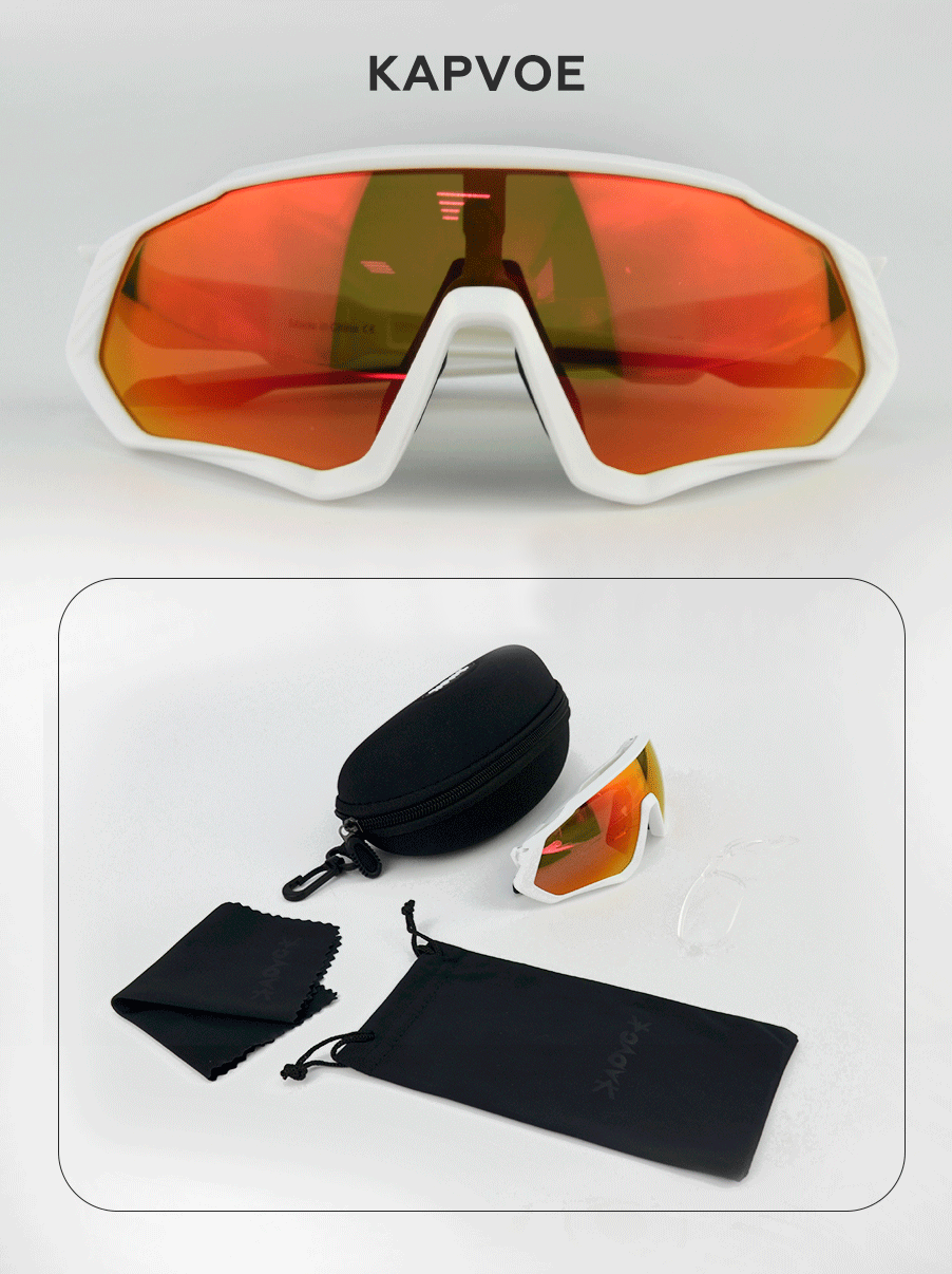 Очки спортивные Kapvoe - для лыжников и велосипедистов оранжево-черные