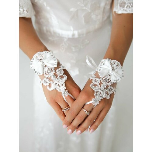Митенки Romantic Wedding, белый перчатки мужские митенки m