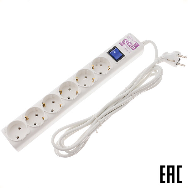 Сетевой фильтр Power Cube SPG(5+1)-16B-3M 5 роз. евро +1 роз. 3м белый 16А 180Дж (2 шт. в наборе)